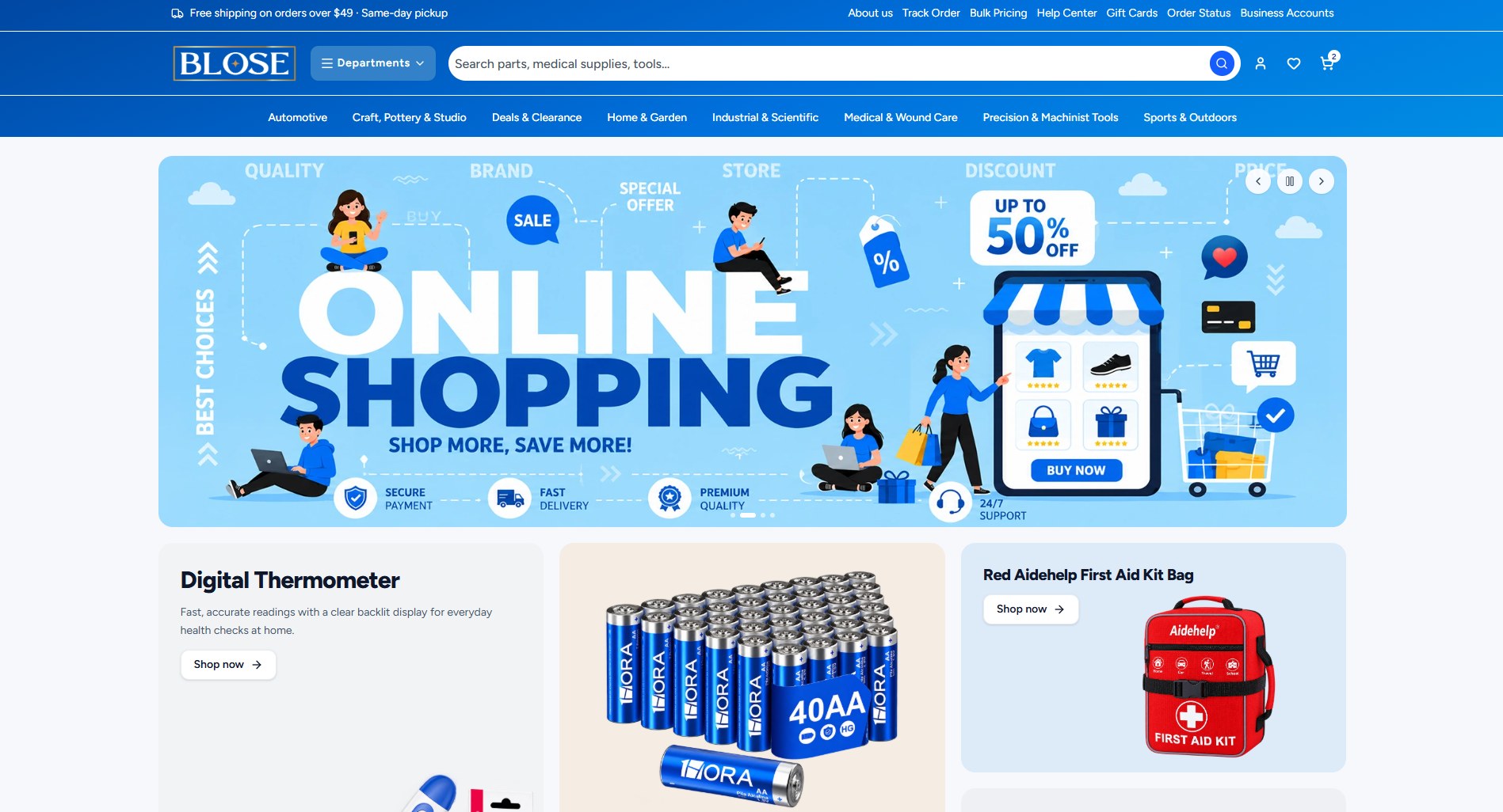 Blose website homepage